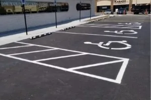 handicapped parking lot spaces in front of diner