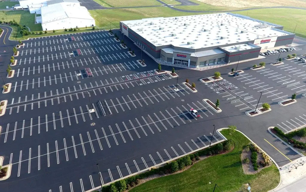 aerial view of costco parking lot