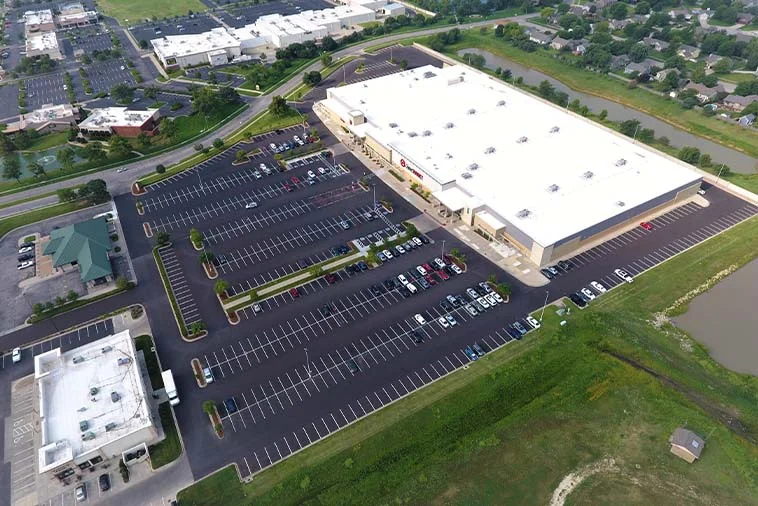 Aerial view of Target's new parking lot