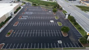 Aerial view of parking lot