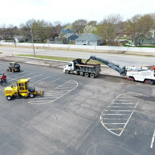 cold planer at valley center middle school parking lot