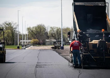encore pavement employee outside of a truck