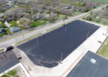 aerial view of a new parking lot