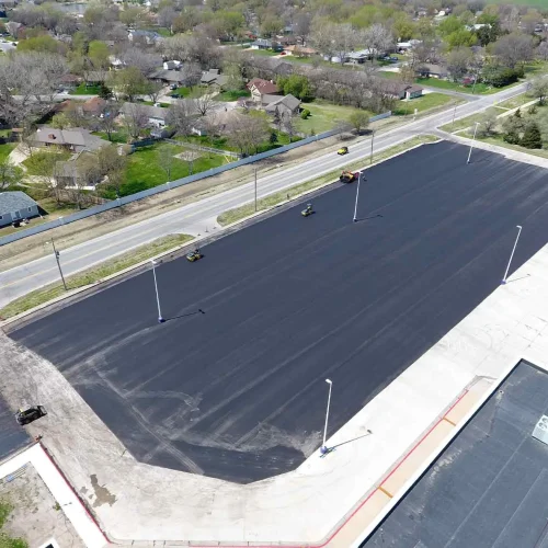 aerial view of a new parking lot