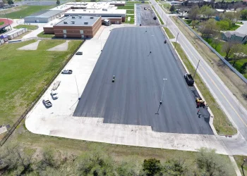 aerial view of valley center middle school and parking lot