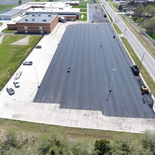 aerial view of valley center middle school and parking lot