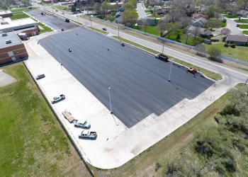 aerial view of parking lot