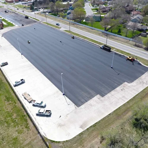aerial view of parking lot