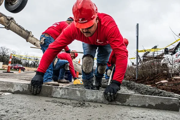 encore pavement employee working with concrete