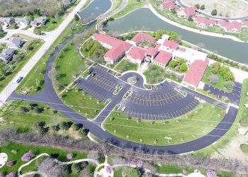 spiritual life center parking lot and two ponds