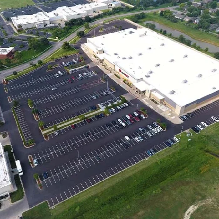 Aerial view of Wichita Target's new parking lot, completed by Encore Pavement