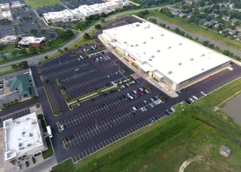 Aerial view of Wichita Target's new parking lot, completed by Encore Pavement