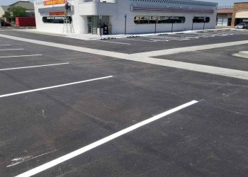 parking lot striping in parking lot of jimmie's diner