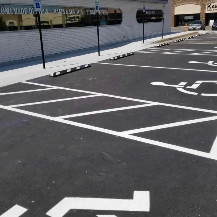handicapped parking spots outside of a restaurant