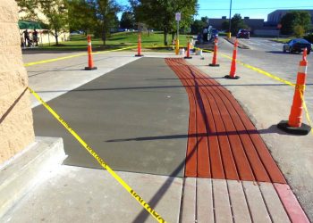 sidewalk in front of walmart