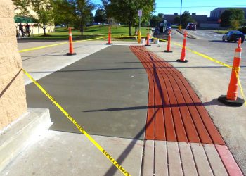 sidewalk in front of walmart