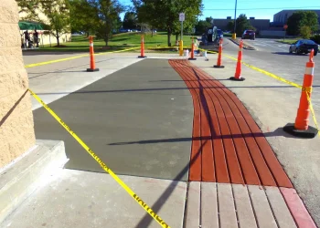 new constructed concrete walkway & red brick walkway