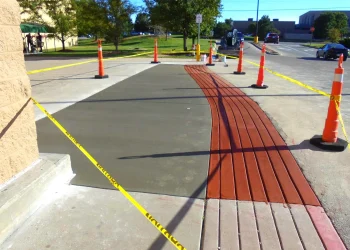 new constructed concrete walkway & red brick walkway