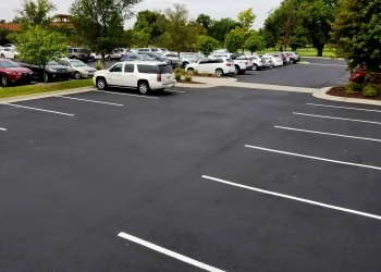 newly painted parking lot stripes at wichita country club