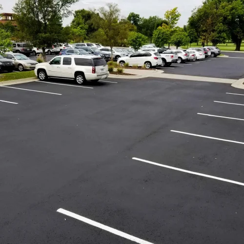 newly painted parking lot stripes at wichita country club
