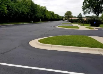 freshly paved parking lot at wichita country club