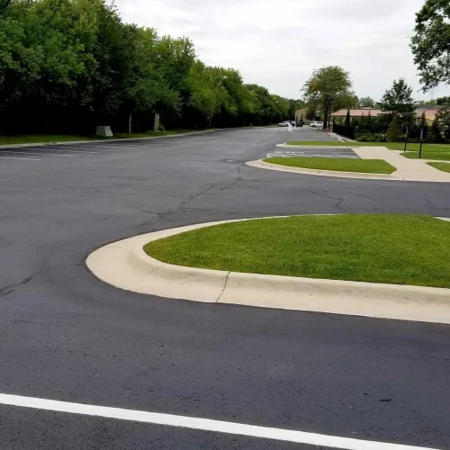 freshly paved parking lot at wichita country club