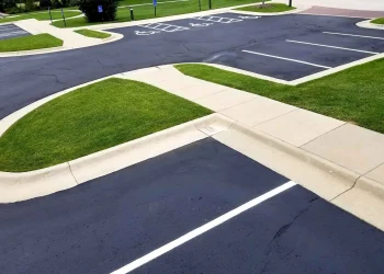 freshly painted parking lot stripes at wichita country club