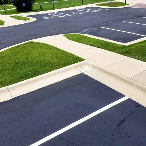 freshly painted parking lot stripes at wichita country club