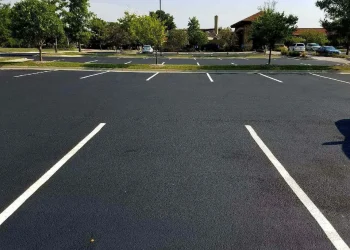 freshly painted parking lot stripes at wichita country club