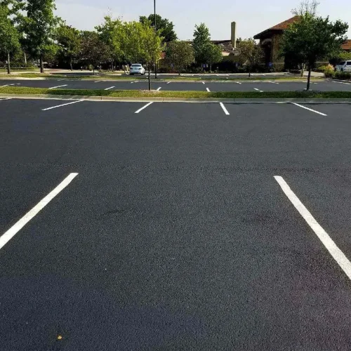 freshly painted parking lot stripes at wichita country club