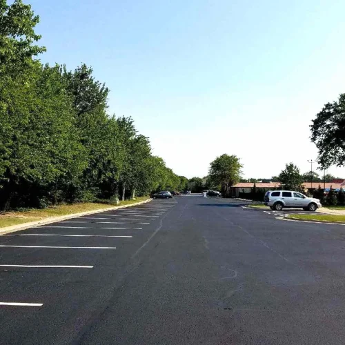 freshly painted parking lot stripes at wichita country club