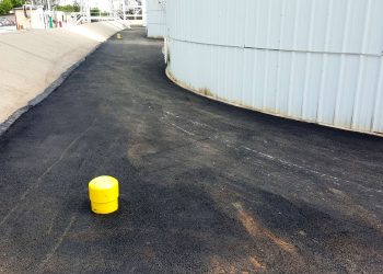 yellow bollard at coffeyville refinery