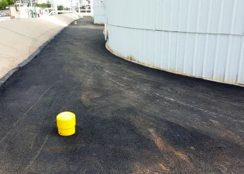 yellow bollard at coffeyville refinery
