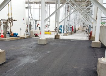 asphalt pavement and posts at coffeyville refinery