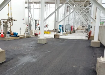asphalt pavement and posts at coffeyville refinery