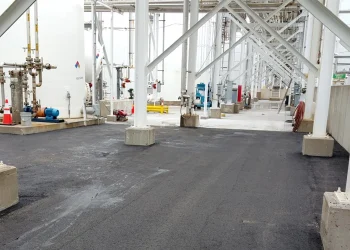 asphalt pavement and posts at coffeyville refinery