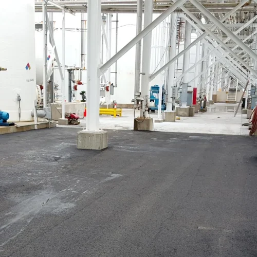 asphalt pavement and posts at coffeyville refinery