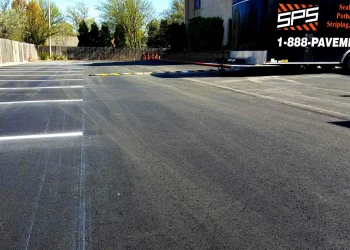 parking spaces and speed bumps at horizon east apartments